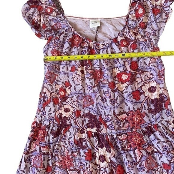 Knox Rose Tiered Scoop Neck Puff Sleeve Midi Dress M Prairie Cottage Core NWT - Picture 7 of 7